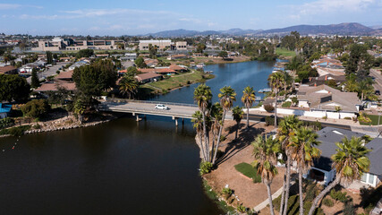 Afternoon view of Lake San Marcos in San Marcos, California, USA.