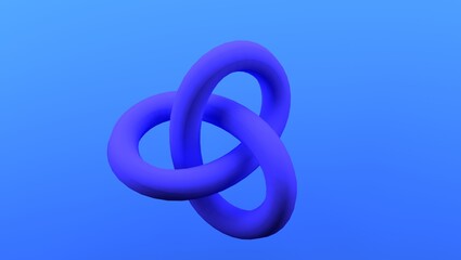 Abstract blue geometric shape, torus knot, 3d rendering illustration for walpaper screen 4k high resolution