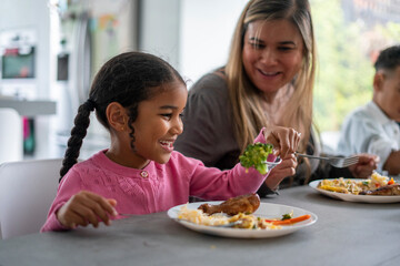 Family eating dinner together