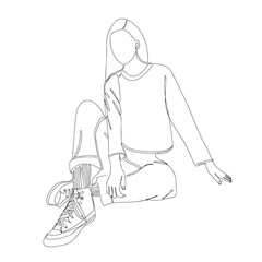 Continuous linear drawing or drawing one line of a beautiful girl.
