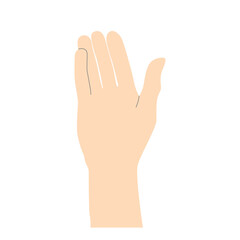 Human hand palm greeting beige with lines to emphasize the shape minimalistic, vector isolated on white background.
