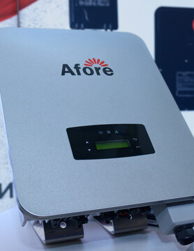 Solar inverter Afore presented on stand. Kyiv, Ukraine
