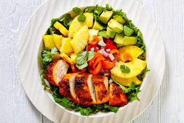 roast chicken breast with pineapple and veggies
