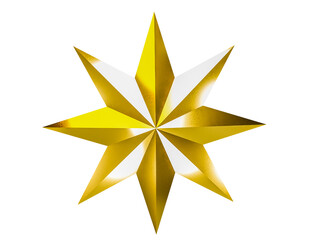 Gold star isolated on white background.