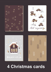 Set of Christmas and New Year cards. Cute pictures. Best gift for close people. Hand drawn illustration
