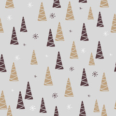 Winter seamless pattern. Christmas design. Best for Christmas or New Year greeting cards, invitation templates, posters, banners. Vector illustration