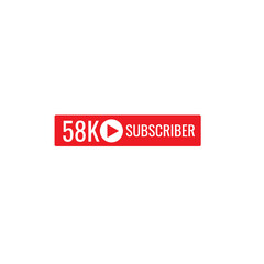 58K subscriber banner art template vector illustration. Ad banner tag for social media.