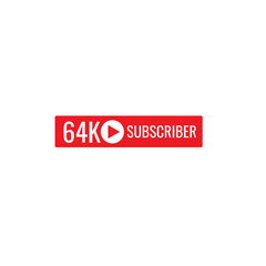 64K subscriber banner art template vector illustration. Ad banner tag for social media.