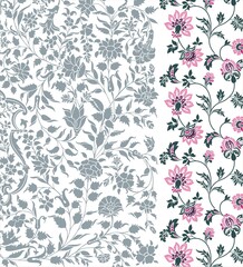 wedding card design, traditional paisley floral pattern , royal India	