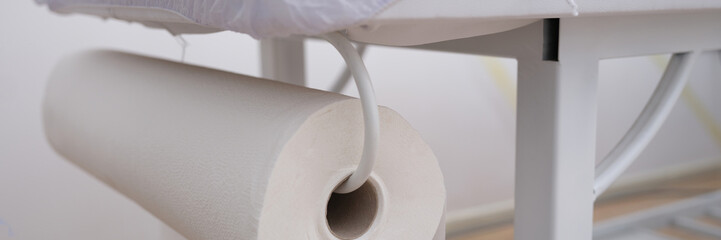 Roll of paper towel closeup. Roll of paper towel. Paper napkin holder