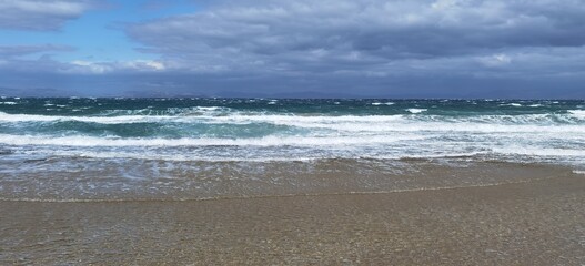 panoramic view of a beach in Greece at winter