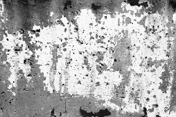 Black and white texture concrete plaster with peeling paint, shabby concrete surface textured effect