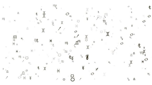 Zodiac astrology signs for horoscope, simple animation with infinite zoom effect on white background
