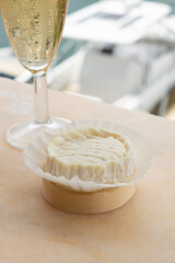 French cheeses Rocamadour served on marble board
