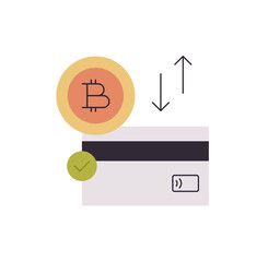 Coin wallet and cryptocurrency finance technology flat illustration.	
