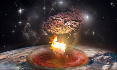 Destruction of the world after atomic explosion. Elements of this image furnished by NASA. - obrazy, fototapety, plakaty