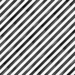 Seamless repeatable pattern of black and white decorative diagonal stripes. Hand painted watercolour drawing. Beautiful backdrop for design decoration, invitation, card, banner, poster, wallpaper.