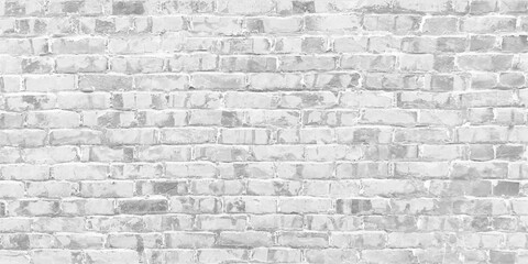 White grunge brick wall background. Close-up bright vintage brick wall background.