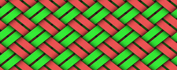 Red green wicker texture background. Woven pattern. vector illustration