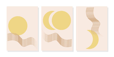 Set of creative hand painted posters for wall decoration, postcard or brochure cover design