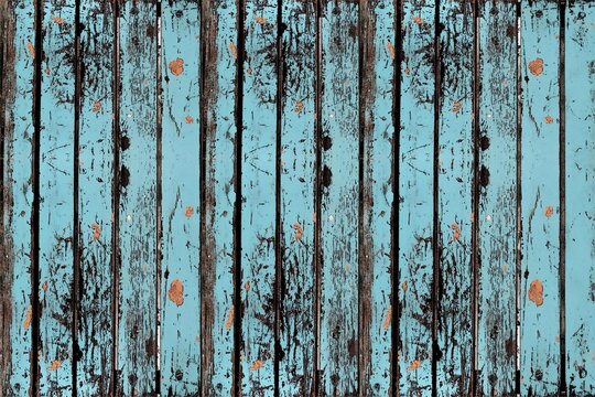old weathered blue painted wooden wall 