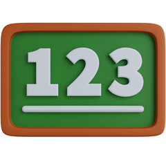3d rendering globe blackboard with numbers 123 isolated