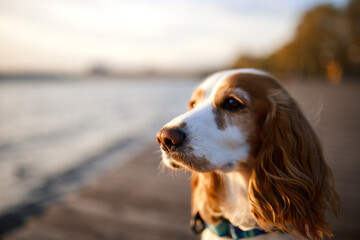 spaniel dog on the beach