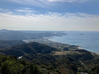 Fototapeta premium Nokogiri Yama is like natural museum famous for the unique shaped rocks or beautiful places. The ropeway was installed here with the investment cost of about 200million Yen (say US$ 1.85million).