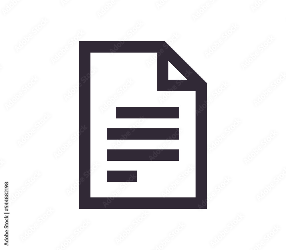 Fototapete document symbol and paper icon simple outline linear.