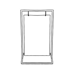 Advertising stand mockup. Hand-drawn outline illustration.