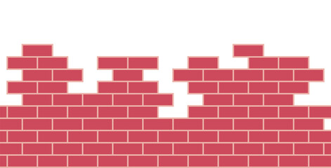 Brick wall and bricklaying building concept construction flat illustration.	
