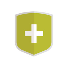 Obraz premium Insurance protection and security shield symbol flat illustration. 