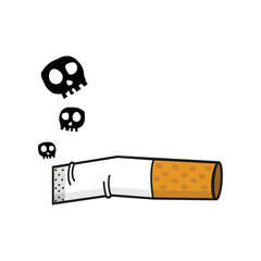 Burning cigarette  butt with a smok flat © focus_bell