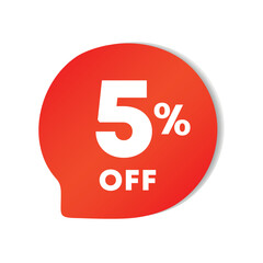 5% off. Discount price icon. Sales for retail, store. Special offer vector