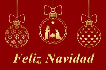 Felicitación de Navidad con tres bolas en español