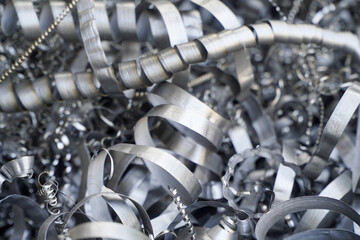Turning and miling industry scrap of steel background,Small roughness sharpness,Steel scrap...