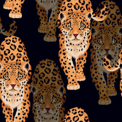 High detailed leopard vector seamless pattern