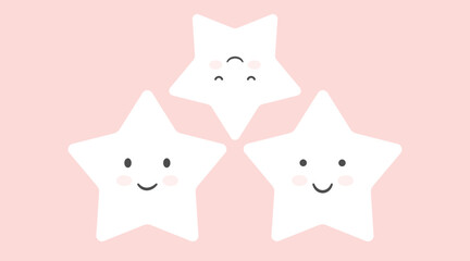 Vector funny and cute little stars on a pastel pink color. Eps 10 illustration