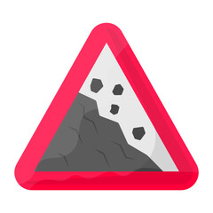 Rockfall or rockslide area Concept, stones fallen freely from a cliff face vector color icon design, Winter Season Element symbol, Snowboarding Equipment Sign, extreme sports stock illustration