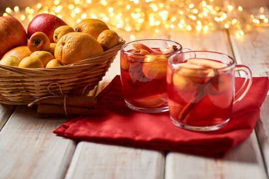 Authentic Mexican fruit punch, traditional Christmas drink.