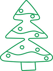 Christmas tree in doodle style. Single element. Vector.