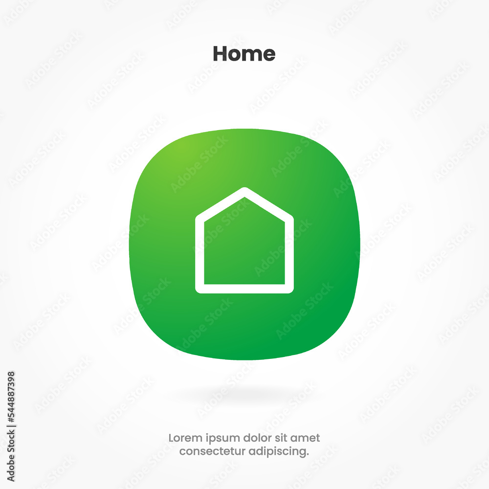 Poster minimal modern home, homepage, base, main page, house push button icon emblem symbol, sign. 3d blue 