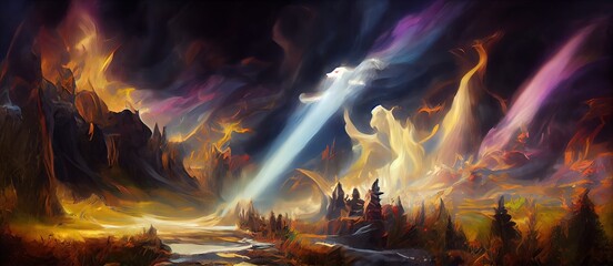 fantasy ruins heaven as wallpaper background