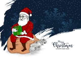 Modern Merry Christmas festival cultural background with santa claus