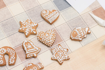 homemade glazed gingerbread cookies for Christmas holidays