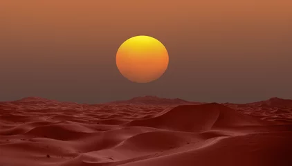 Zelfklevend Fotobehang Sand dunes in the Sahara Desert, Merzouga, Morocco - Orange dunes in the desert of Morocco - Sahara desert, Morocco © muratart