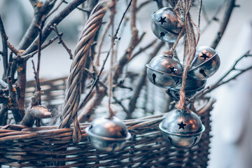 silver jingle bells decoration background