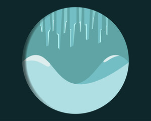 Wallpaper Cave with Stalactites and Snow Mountains inside the Circle