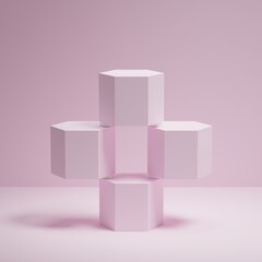 Obraz premium 3d rendering display product abstract minimal scene with geometric podium platform. stand for cosmetic products. Stage showcase on pedestal 3d studio.