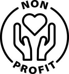 Obraz premium Non profit icon. Black outline rounded isolated product label icon tag stamp vector on transparent background